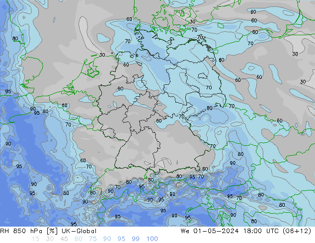 RH 850 hPa UK-Global mer 01.05.2024 18 UTC