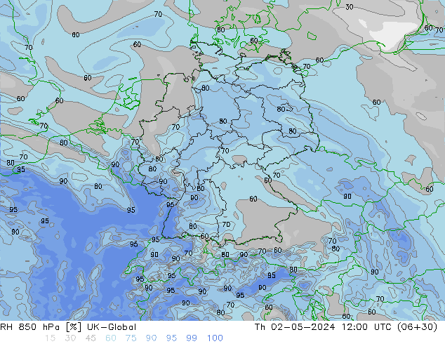 RH 850 hPa UK-Global  02.05.2024 12 UTC