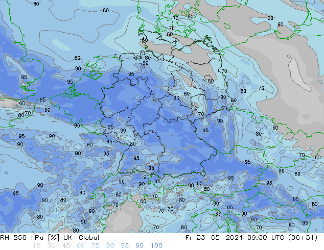 RH 850 hPa UK-Global pt. 03.05.2024 09 UTC