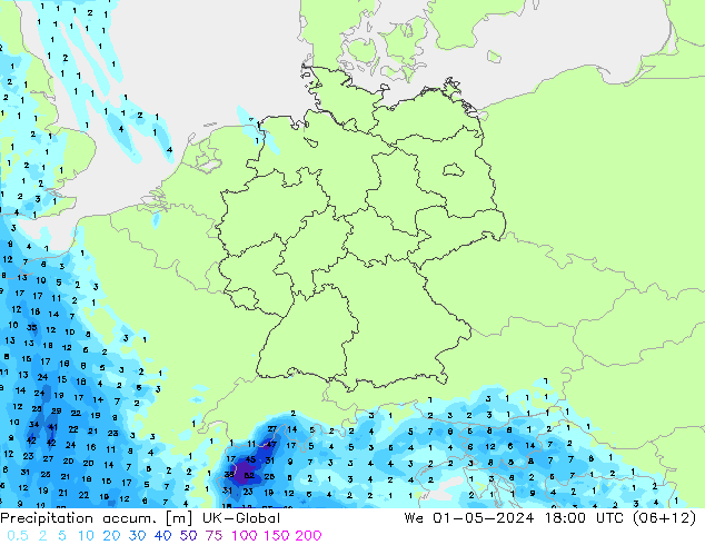 Precipitation accum. UK-Global We 01.05.2024 18 UTC