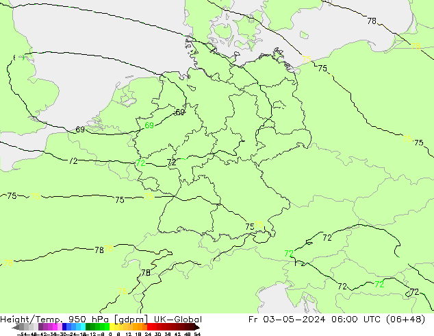 Height/Temp. 950 hPa UK-Global  03.05.2024 06 UTC