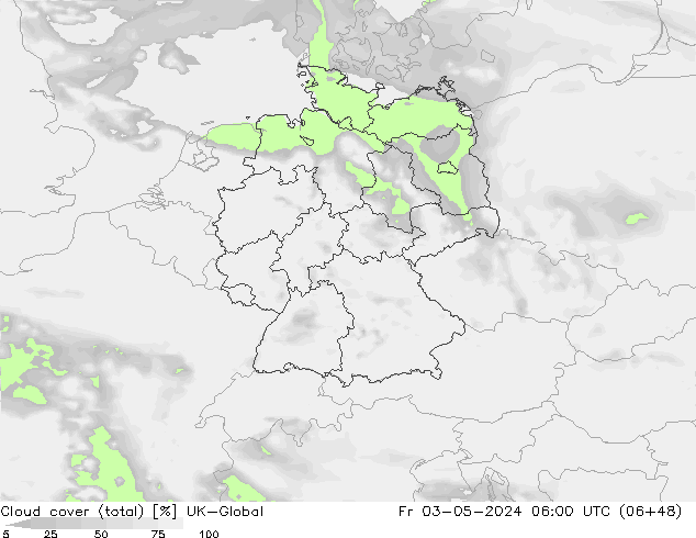 Wolken (gesamt) UK-Global Fr 03.05.2024 06 UTC