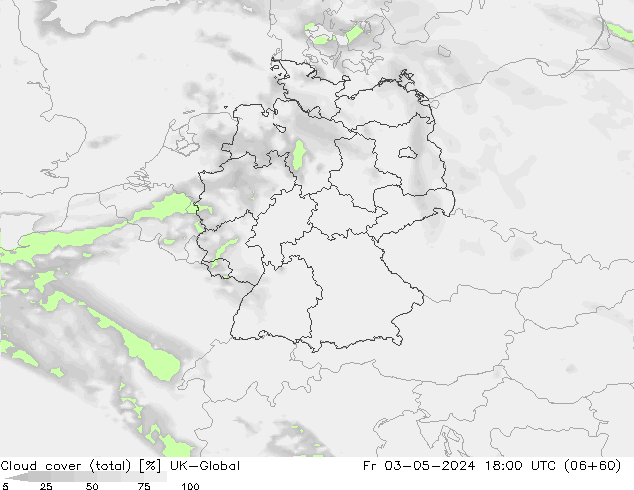 Nuages (total) UK-Global ven 03.05.2024 18 UTC