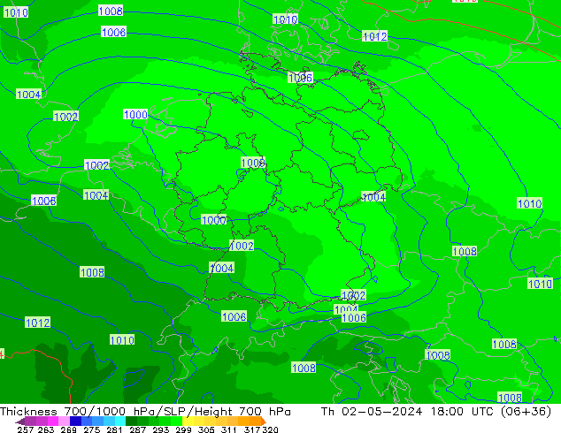 Thck 700-1000 hPa UK-Global Th 02.05.2024 18 UTC