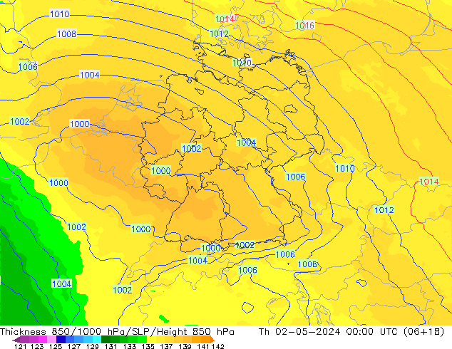 Thck 850-1000 гПа UK-Global чт 02.05.2024 00 UTC