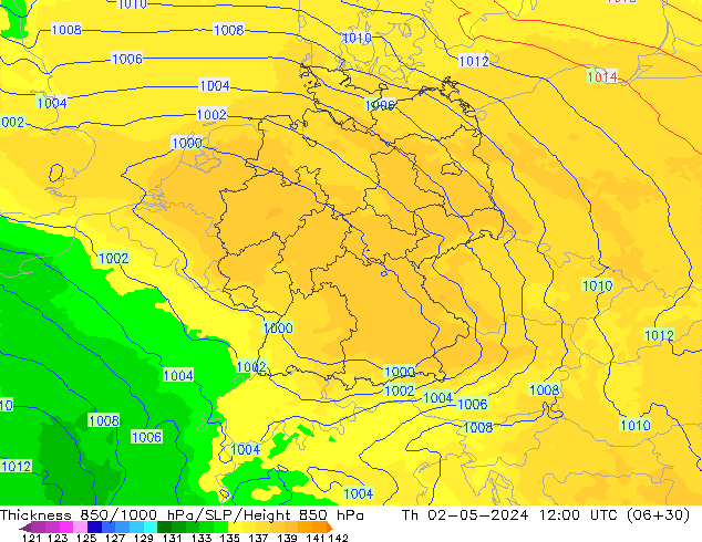 Thck 850-1000 hPa UK-Global Qui 02.05.2024 12 UTC