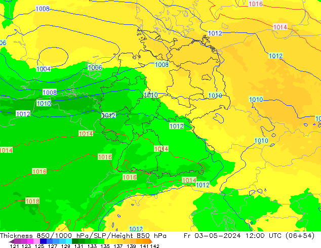 Thck 850-1000 hPa UK-Global  03.05.2024 12 UTC