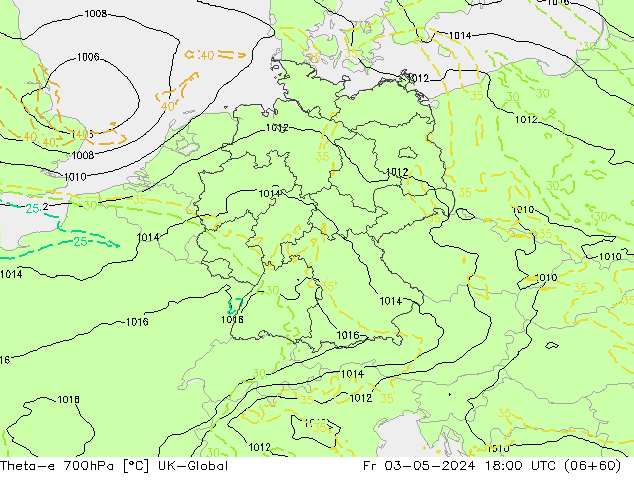 Theta-e 700hPa UK-Global vr 03.05.2024 18 UTC