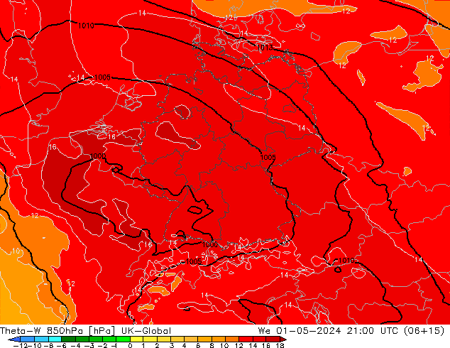 Theta-W 850hPa UK-Global mer 01.05.2024 21 UTC