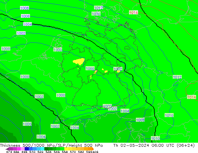 Thck 500-1000hPa UK-Global Th 02.05.2024 06 UTC