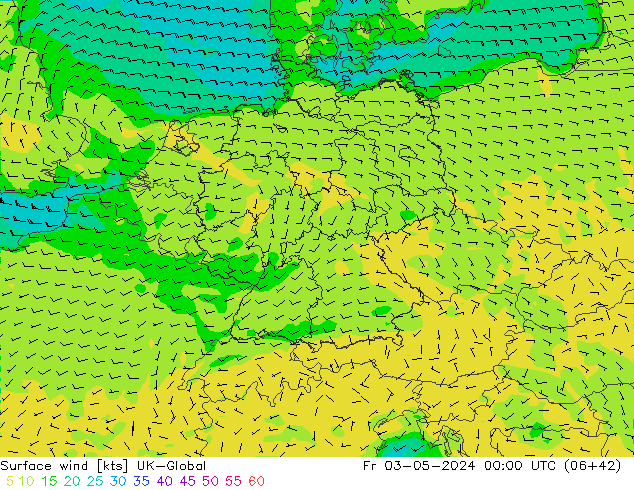 Wind 10 m UK-Global vr 03.05.2024 00 UTC