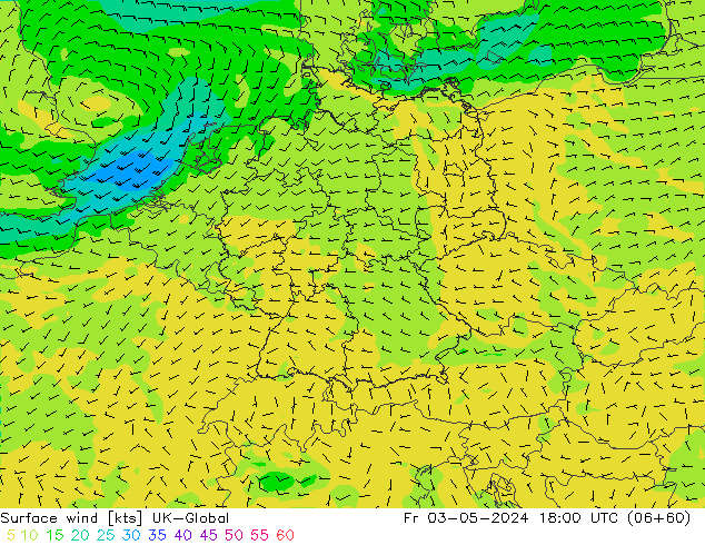 Vent 10 m UK-Global ven 03.05.2024 18 UTC