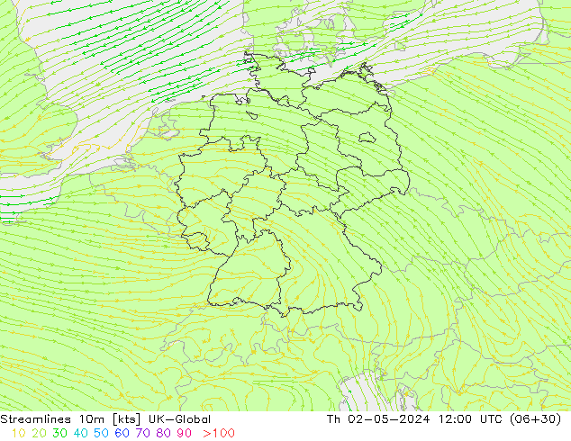 Streamlines 10m UK-Global Th 02.05.2024 12 UTC