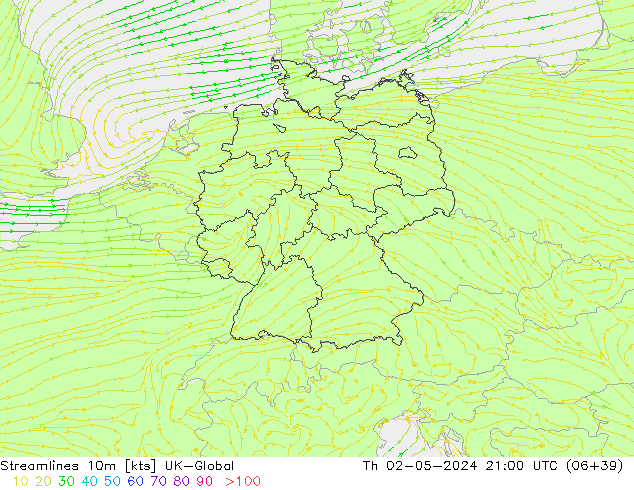 Streamlines 10m UK-Global Th 02.05.2024 21 UTC