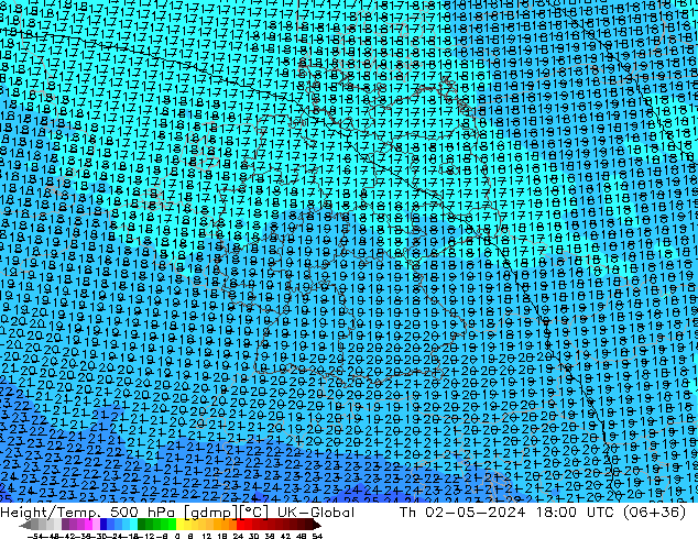 Height/Temp. 500 hPa UK-Global Do 02.05.2024 18 UTC