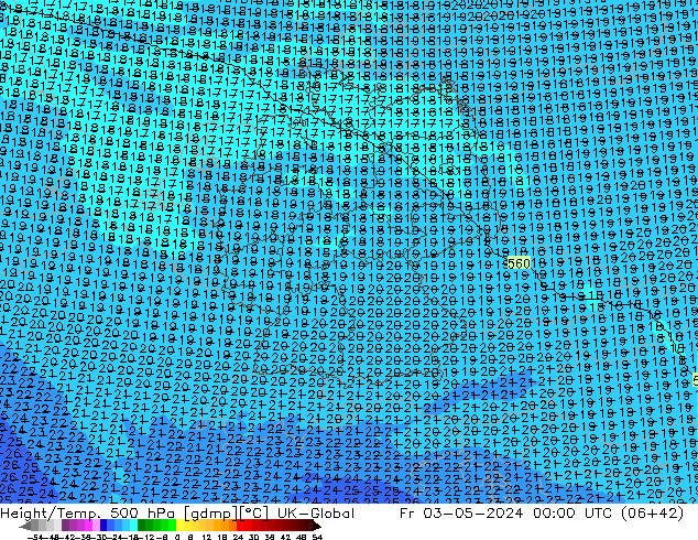 Height/Temp. 500 hPa UK-Global Pá 03.05.2024 00 UTC