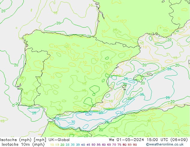 Isotachs (mph) UK-Global St 01.05.2024 15 UTC