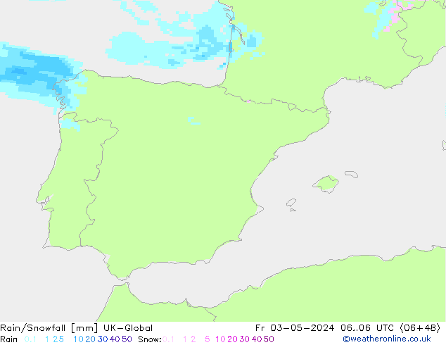 Regen/Sneeuwval UK-Global vr 03.05.2024 06 UTC