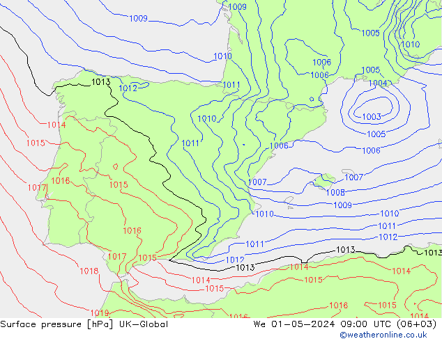 Surface pressure UK-Global We 01.05.2024 09 UTC