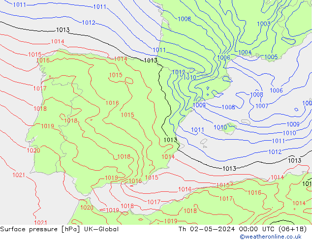 Luchtdruk (Grond) UK-Global do 02.05.2024 00 UTC