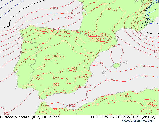 Surface pressure UK-Global Fr 03.05.2024 06 UTC