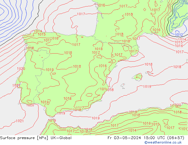 Surface pressure UK-Global Fr 03.05.2024 15 UTC