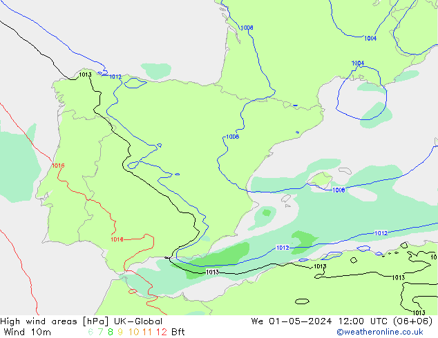 yüksek rüzgarlı alanlar UK-Global Çar 01.05.2024 12 UTC