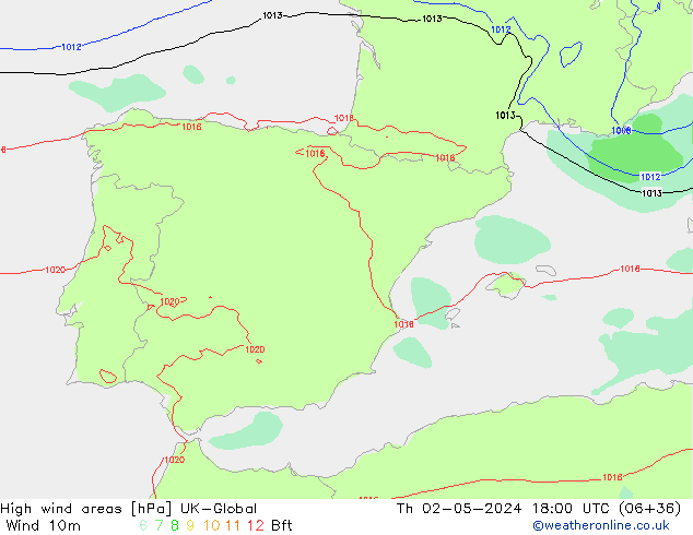 High wind areas UK-Global Th 02.05.2024 18 UTC