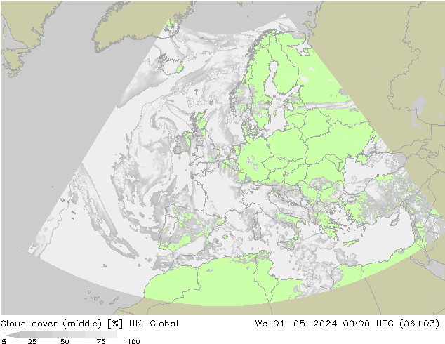 Bewolking (Middelb.) UK-Global wo 01.05.2024 09 UTC