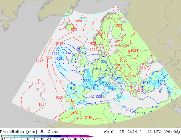 Precipitation UK-Global We 01.05.2024 12 UTC