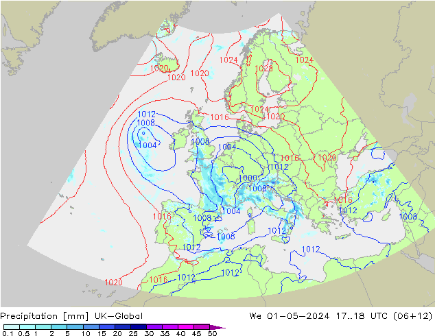 Precipitation UK-Global We 01.05.2024 18 UTC