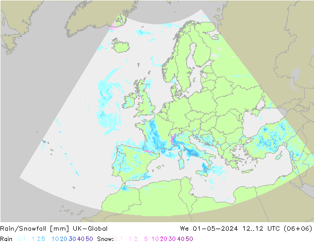 Regen/Schneefall UK-Global Mi 01.05.2024 12 UTC