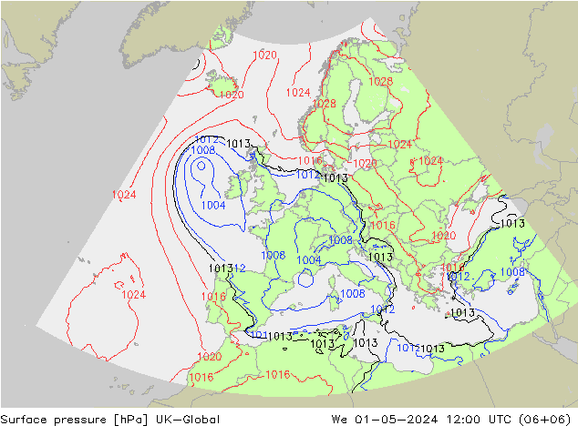 Surface pressure UK-Global We 01.05.2024 12 UTC