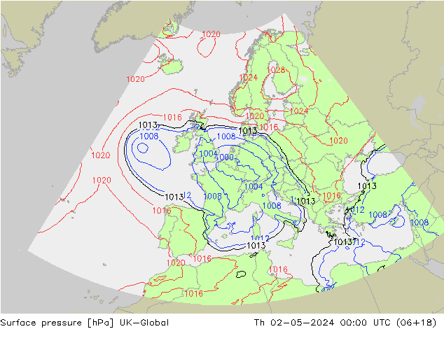 pressão do solo UK-Global Qui 02.05.2024 00 UTC