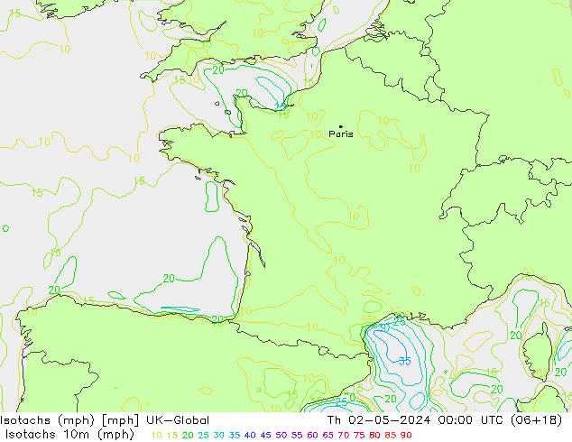 Isotachs (mph) UK-Global  02.05.2024 00 UTC