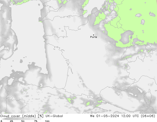 Cloud cover (middle) UK-Global We 01.05.2024 12 UTC