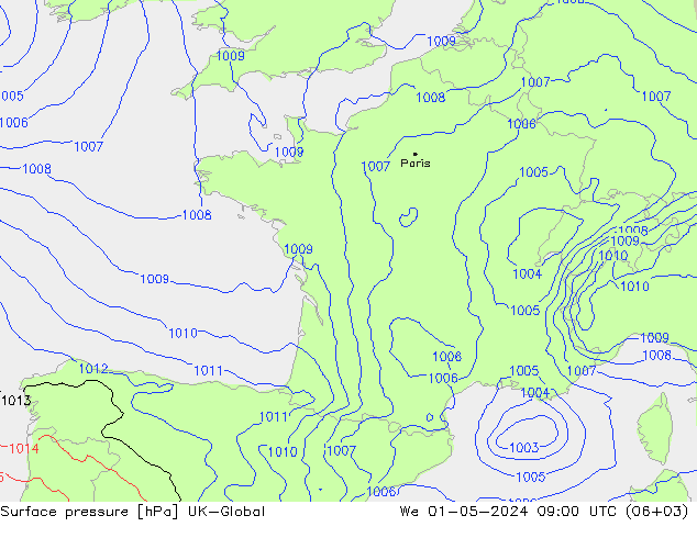 Bodendruck UK-Global Mi 01.05.2024 09 UTC