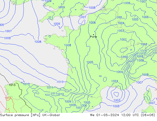 приземное давление UK-Global ср 01.05.2024 12 UTC