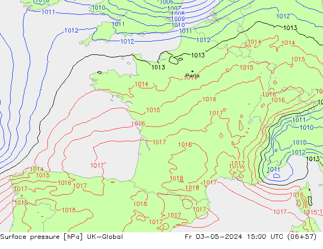 Surface pressure UK-Global Fr 03.05.2024 15 UTC