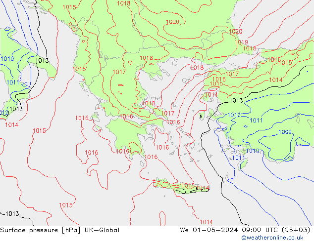 Surface pressure UK-Global We 01.05.2024 09 UTC