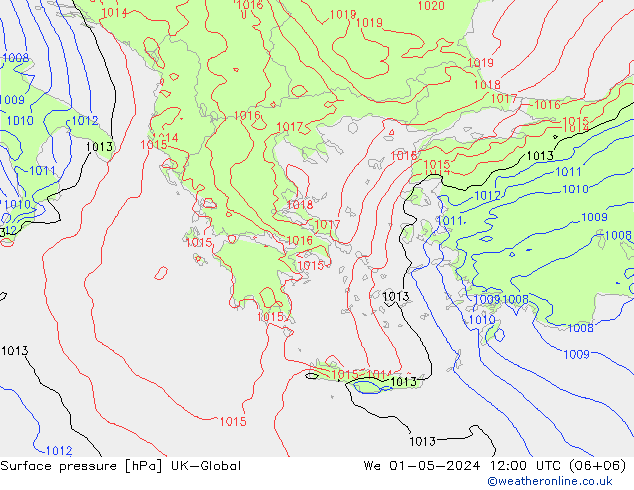 Atmosférický tlak UK-Global St 01.05.2024 12 UTC