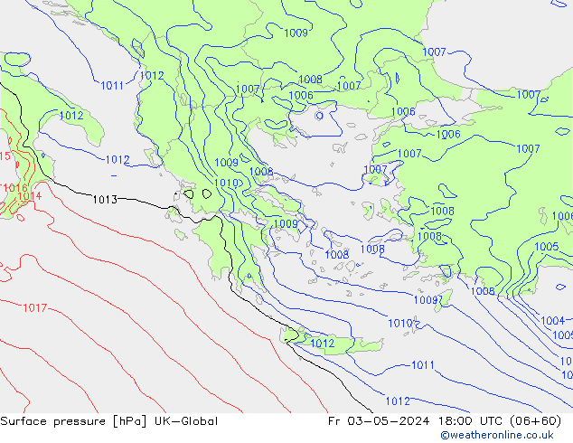 Surface pressure UK-Global Fr 03.05.2024 18 UTC