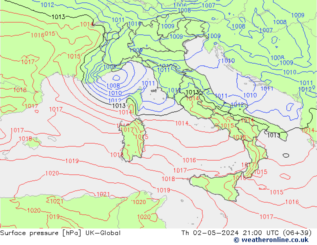 Luchtdruk (Grond) UK-Global do 02.05.2024 21 UTC