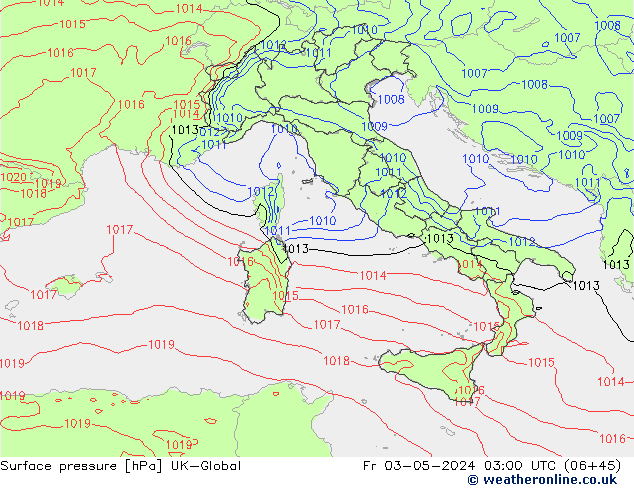 Surface pressure UK-Global Fr 03.05.2024 03 UTC