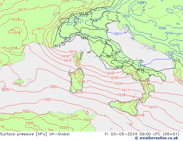 Surface pressure UK-Global Fr 03.05.2024 09 UTC