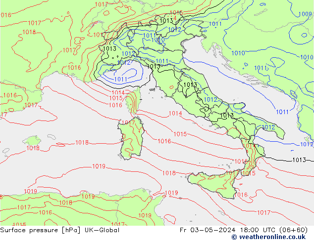 Surface pressure UK-Global Fr 03.05.2024 18 UTC