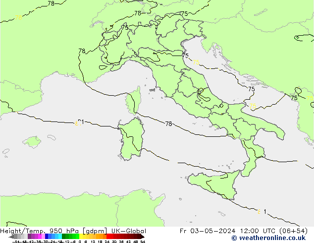 Height/Temp. 950 hPa UK-Global  03.05.2024 12 UTC