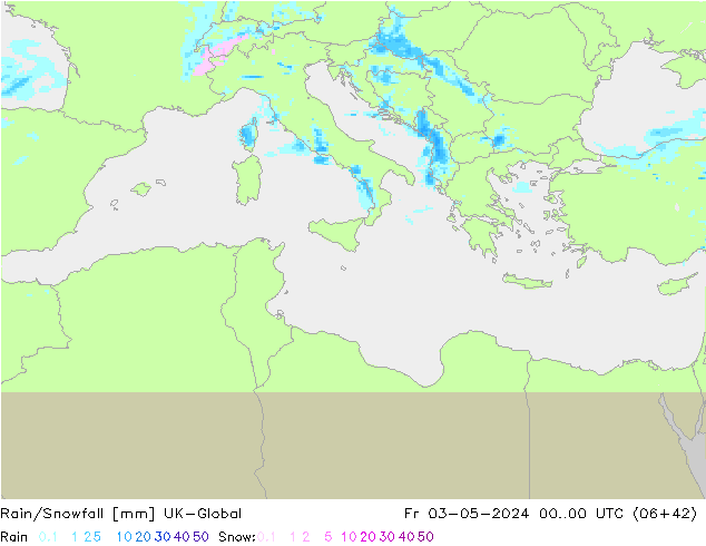 Rain/Snowfall UK-Global Fr 03.05.2024 00 UTC