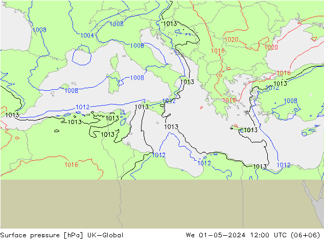 Surface pressure UK-Global We 01.05.2024 12 UTC