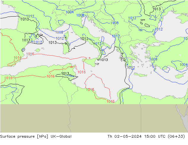 Surface pressure UK-Global Th 02.05.2024 15 UTC